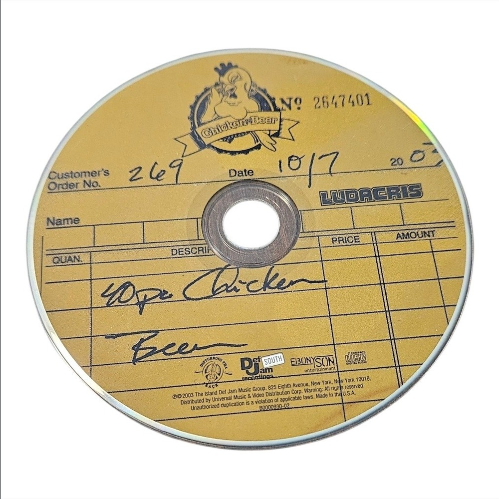 Ludacris Chicken N Beer CD Album Def Jam‎ South Record 2003 Disc Only Stand Up
